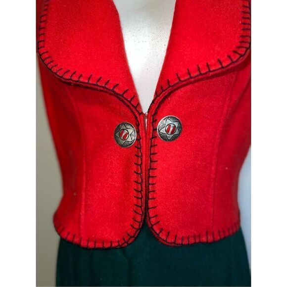 Women’s Red Western-Wool Open Front Vest MEDIUM - Picture 2 of 7
